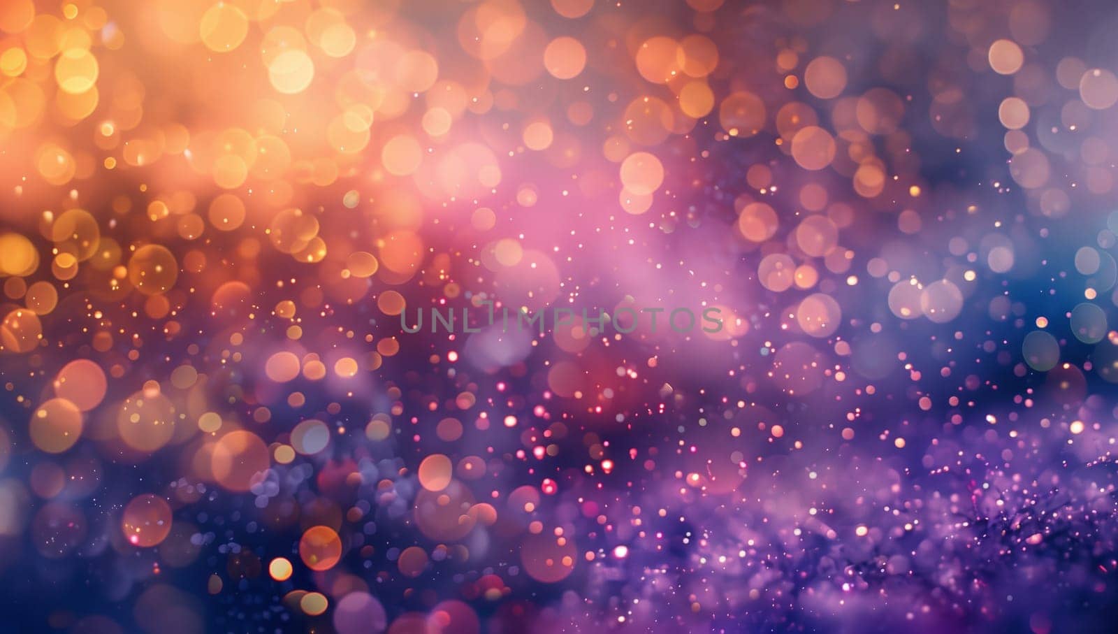 An atmospheric phenomenon of blurry purple and orange lights creates a mesmerizing background resembling a celestial violet pattern over water, with hints of magenta, electric blue, and grass