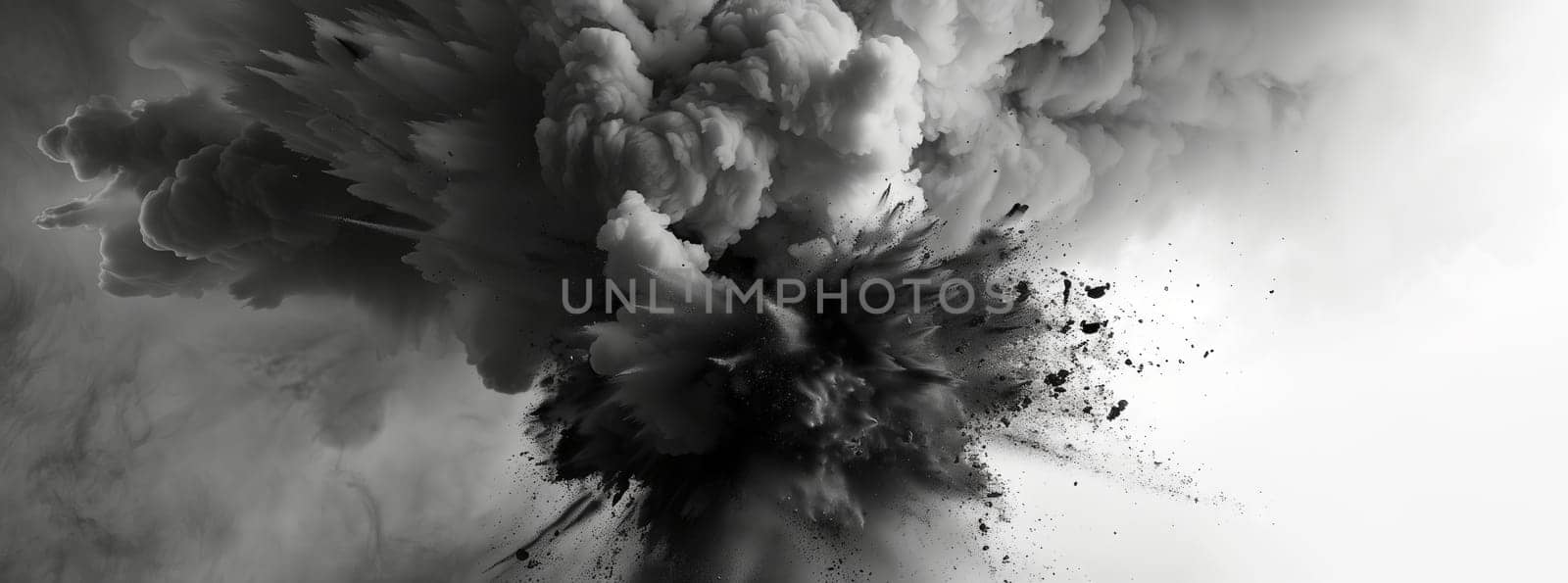 Monochrome image of volcanic smoke rising in a natural landscape by richwolf
