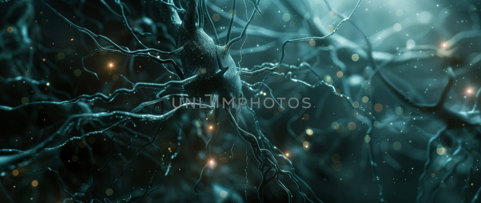 A close up of a terrestrial plant, a tree, with electric blue lights on it in the dark forest. The pattern of lights creates an enchanting landscape in the jungle