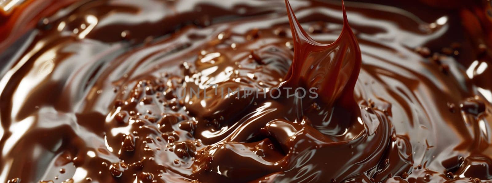 A closeup image showing melted chocolate being poured into a bowl, perfect for a recipe or culinary art display