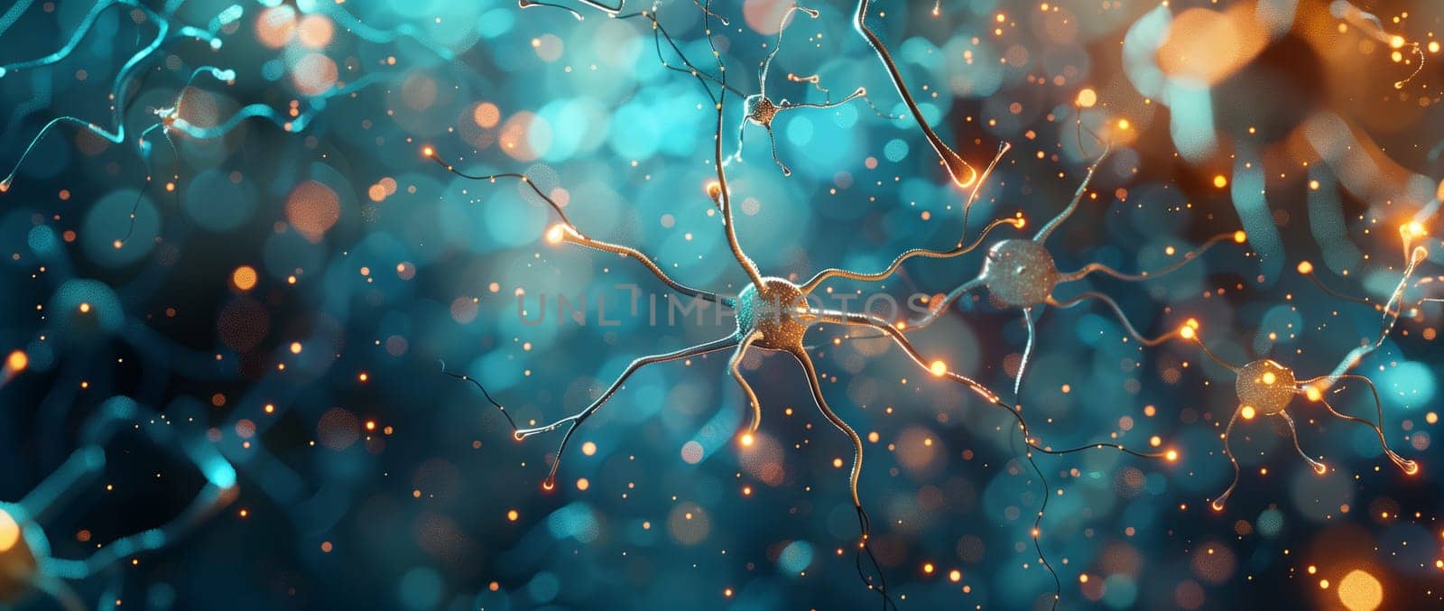 A computergenerated image of a nerve cell in the brain, resembling a fictional character. The intricate pattern and electric blue color make it look like art from underwater macro photography