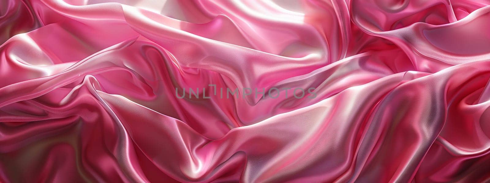 A detailed closeup shot showcasing the intricate pattern of a luxurious pink satin fabric, resembling the delicate petals of a violet flower