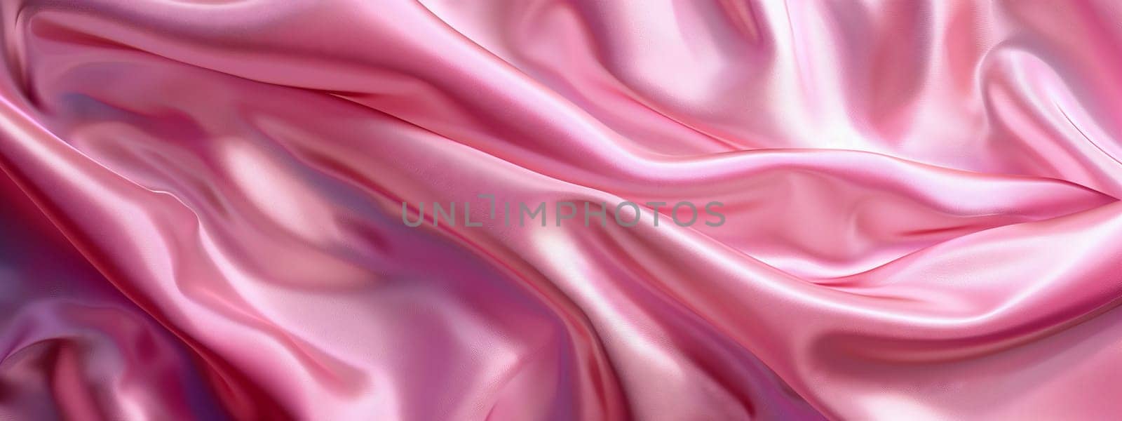 Closeup of vibrant pink satin fabric with intricate floral pattern by richwolf