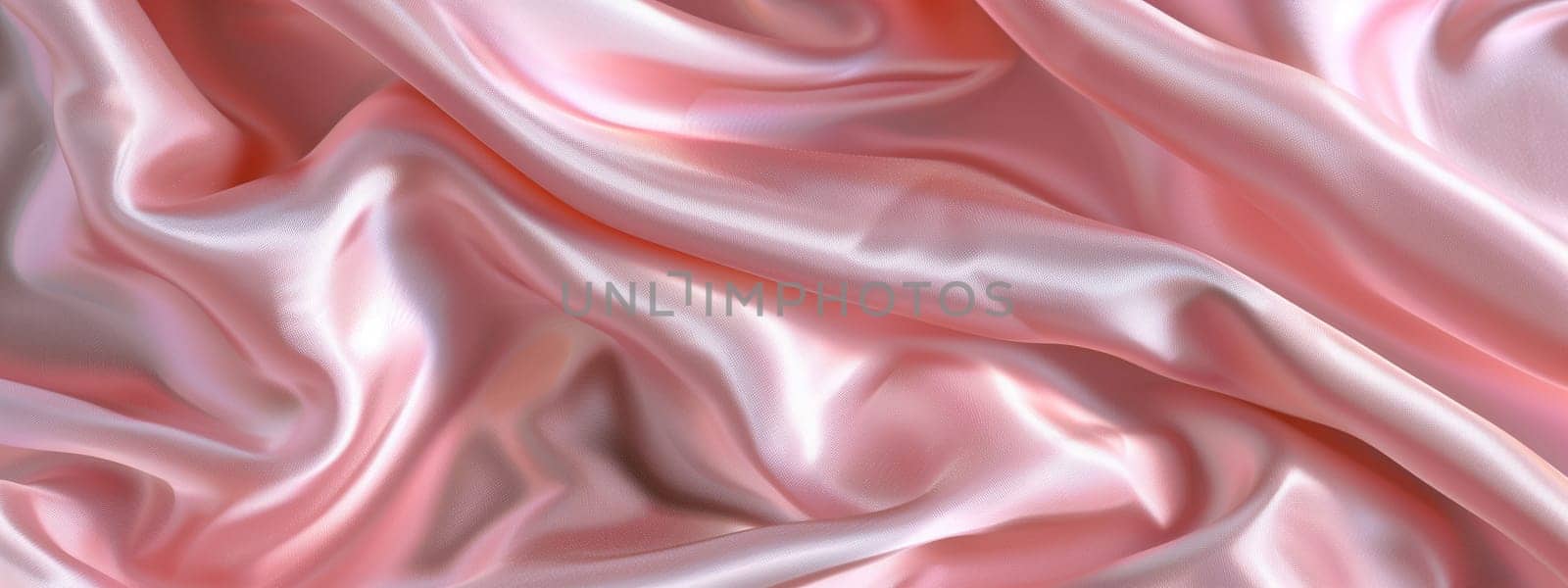 A detailed close up of a luxurious pink satin fabric, showcasing the intricate patterns and textures resembling delicate flower petals in shades of magenta and violet