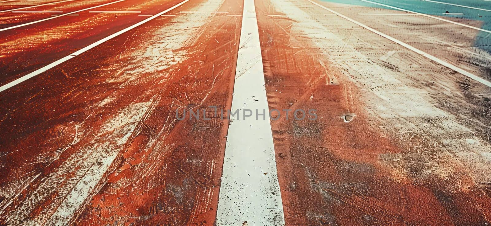 Close up shot of road surface with white line, surrounded by grass and trees by richwolf
