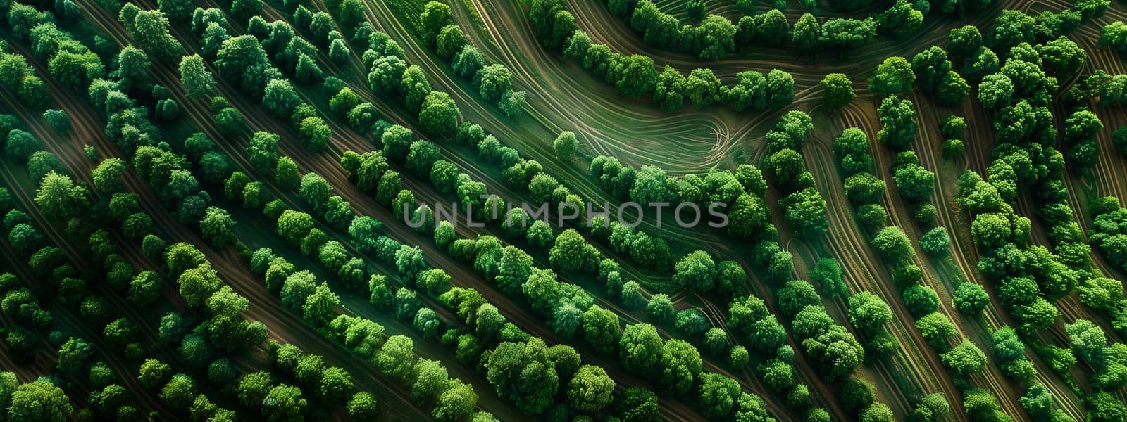 Aerial view of dense green foliage in natural landscape by richwolf