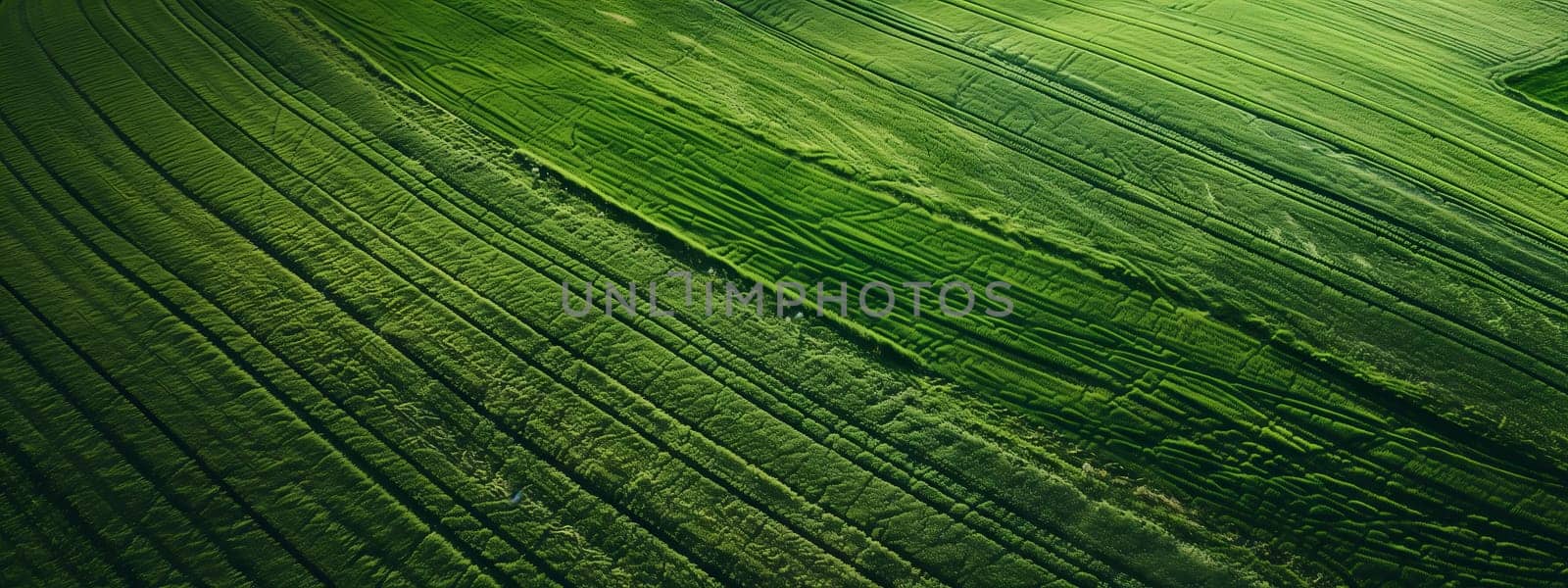 Aerial view of a thriving wheat field in the grassy landscape by richwolf