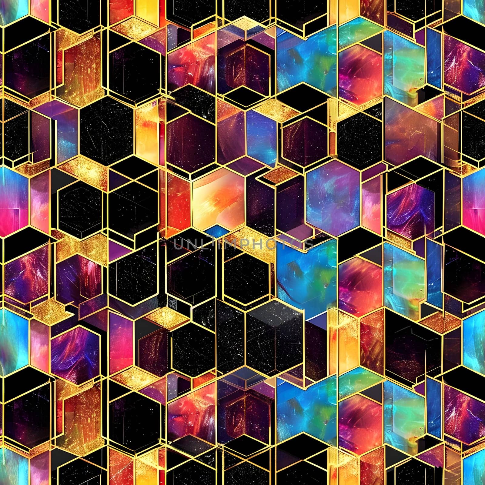 seamless texture and full-frame background of colorful glass mosaic honeycomb hexagonal tiles by z1b