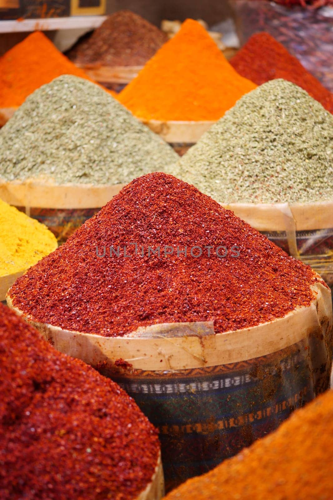 various spices in store in istanbul