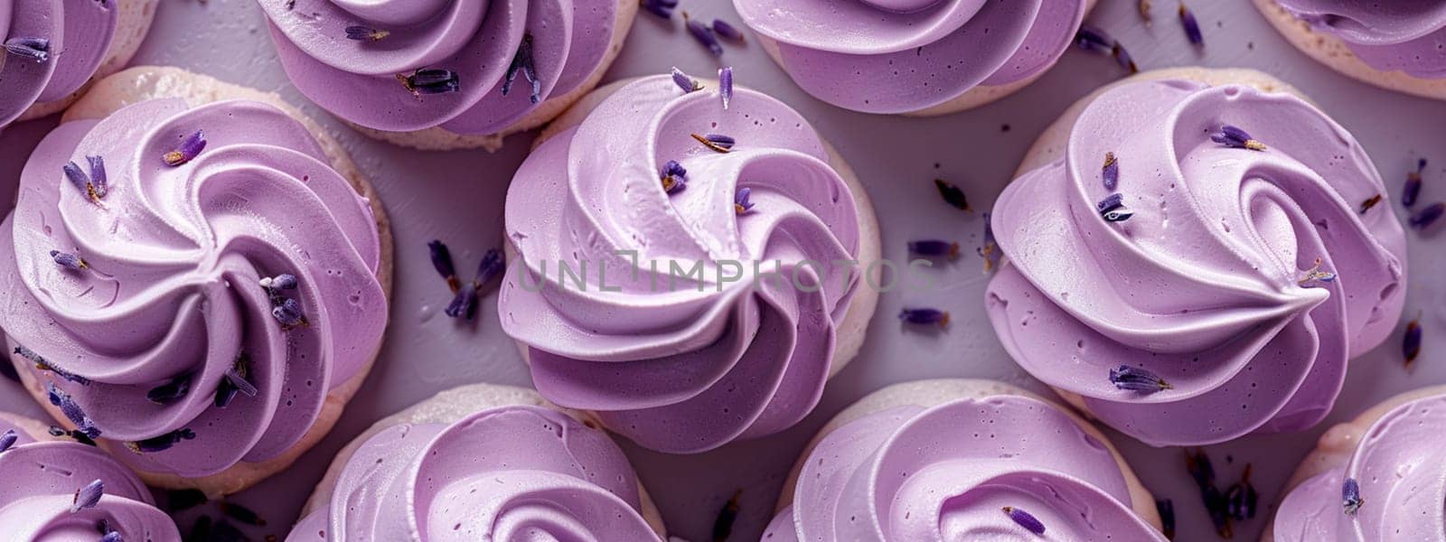 Meringue with lavender close-up. Selective focus. by yanadjana