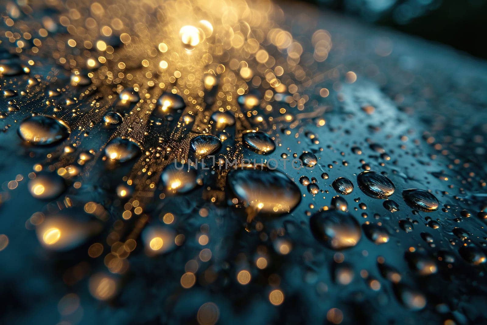 Raindrops on a dark background with blur. Banner with raindrops.