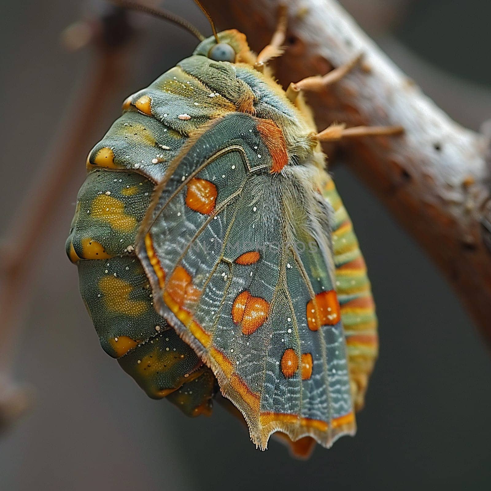 A butterfly emerging from its chrysalis, the first flutter of wings