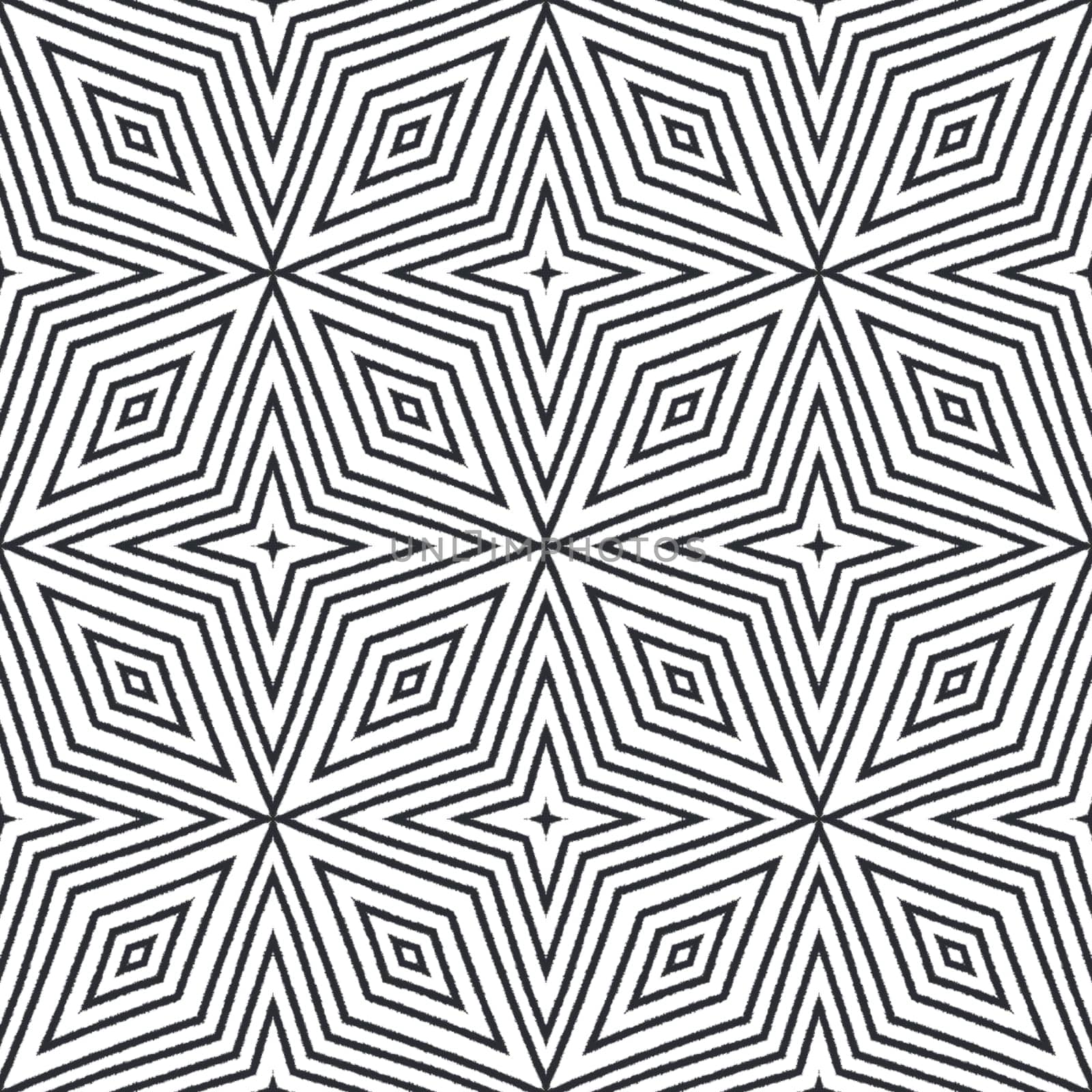 Textured stripes pattern. Black symmetrical kaleidoscope background. Trendy textured stripes design. Textile ready magnificent print, swimwear fabric, wallpaper, wrapping.