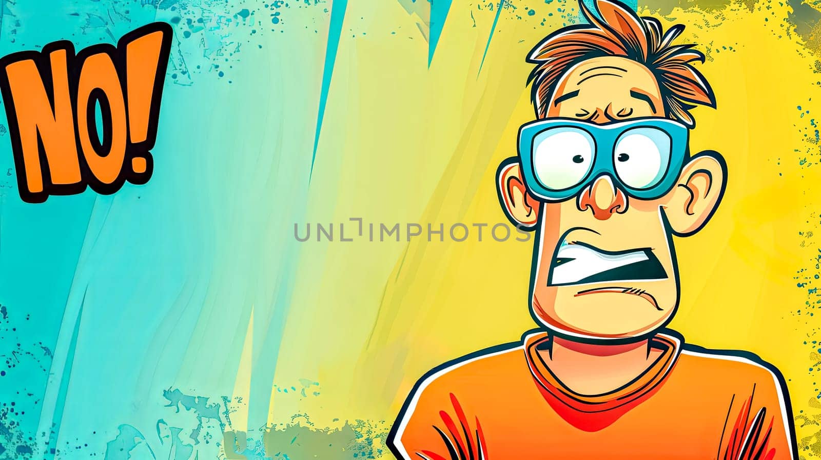 Cartoon character saying no with bold expression by Edophoto