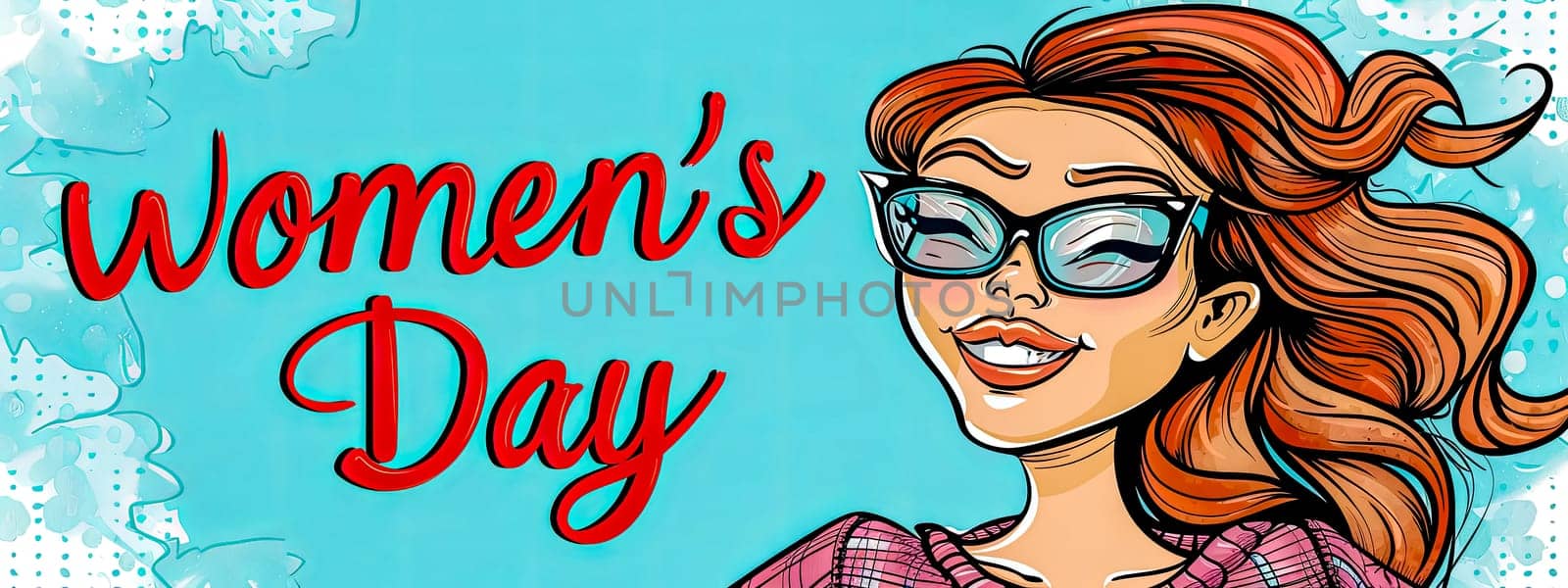 Colorful illustration of a stylish woman celebrating international women's day