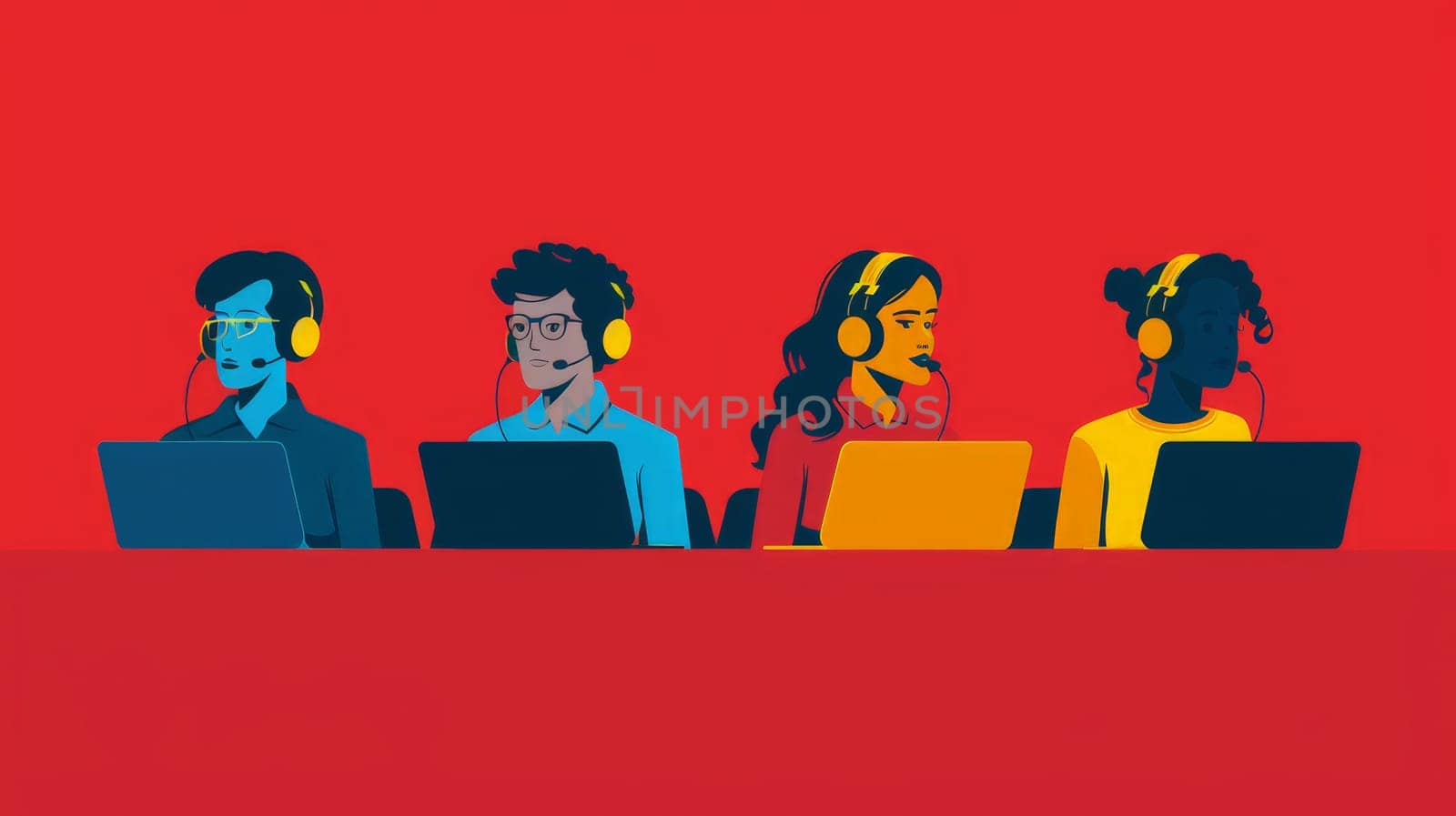 Customer service, Support call center, Hotline operator illustration concept.