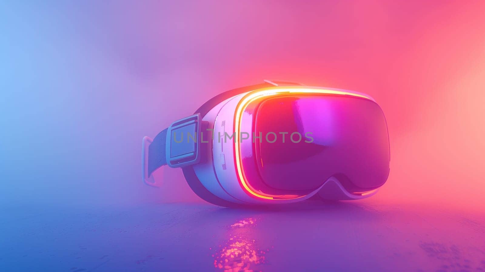 A close up of a pair of goggles on top of some foggy background