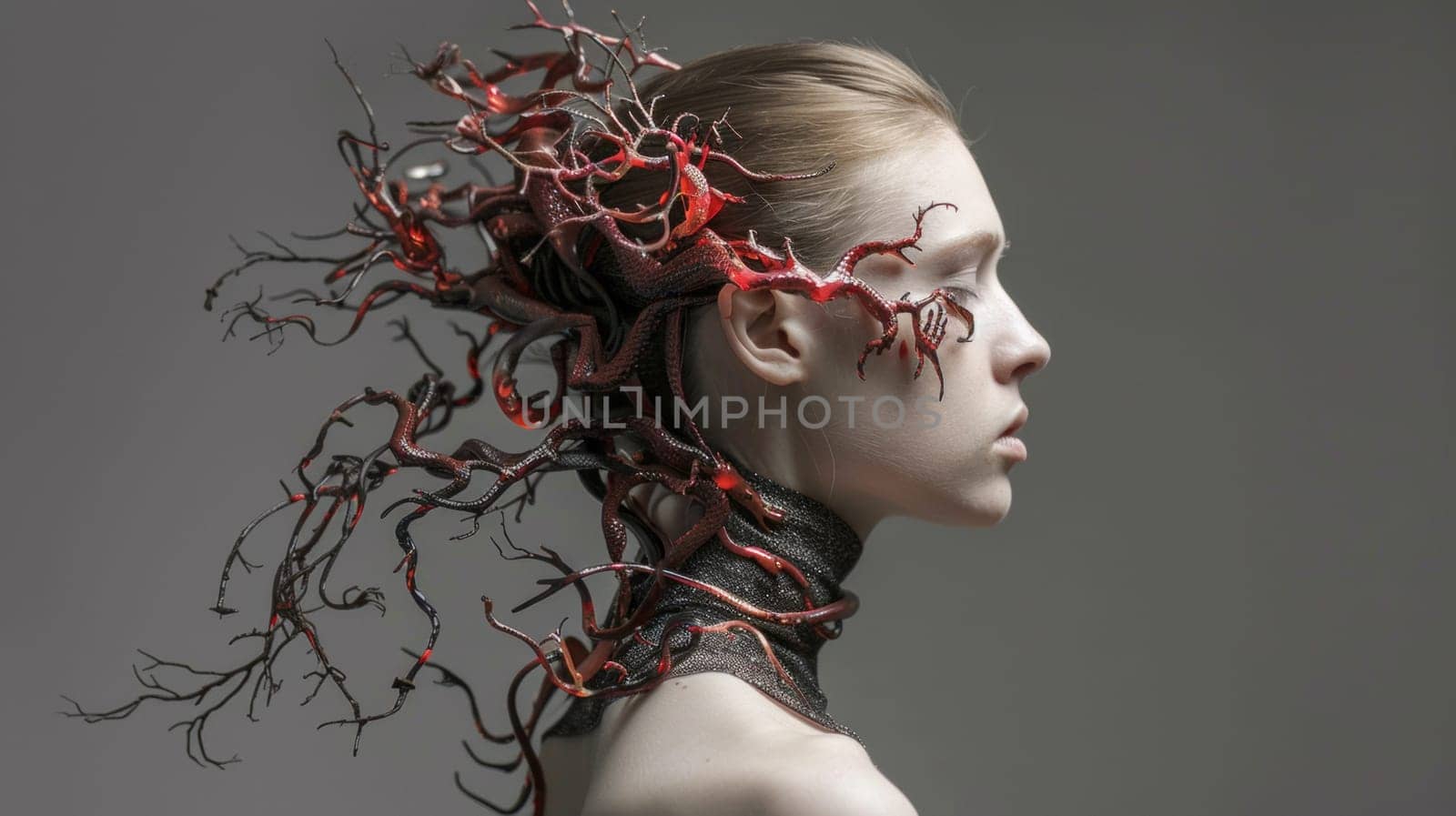 A woman with a tree growing out of her head, AI by starush