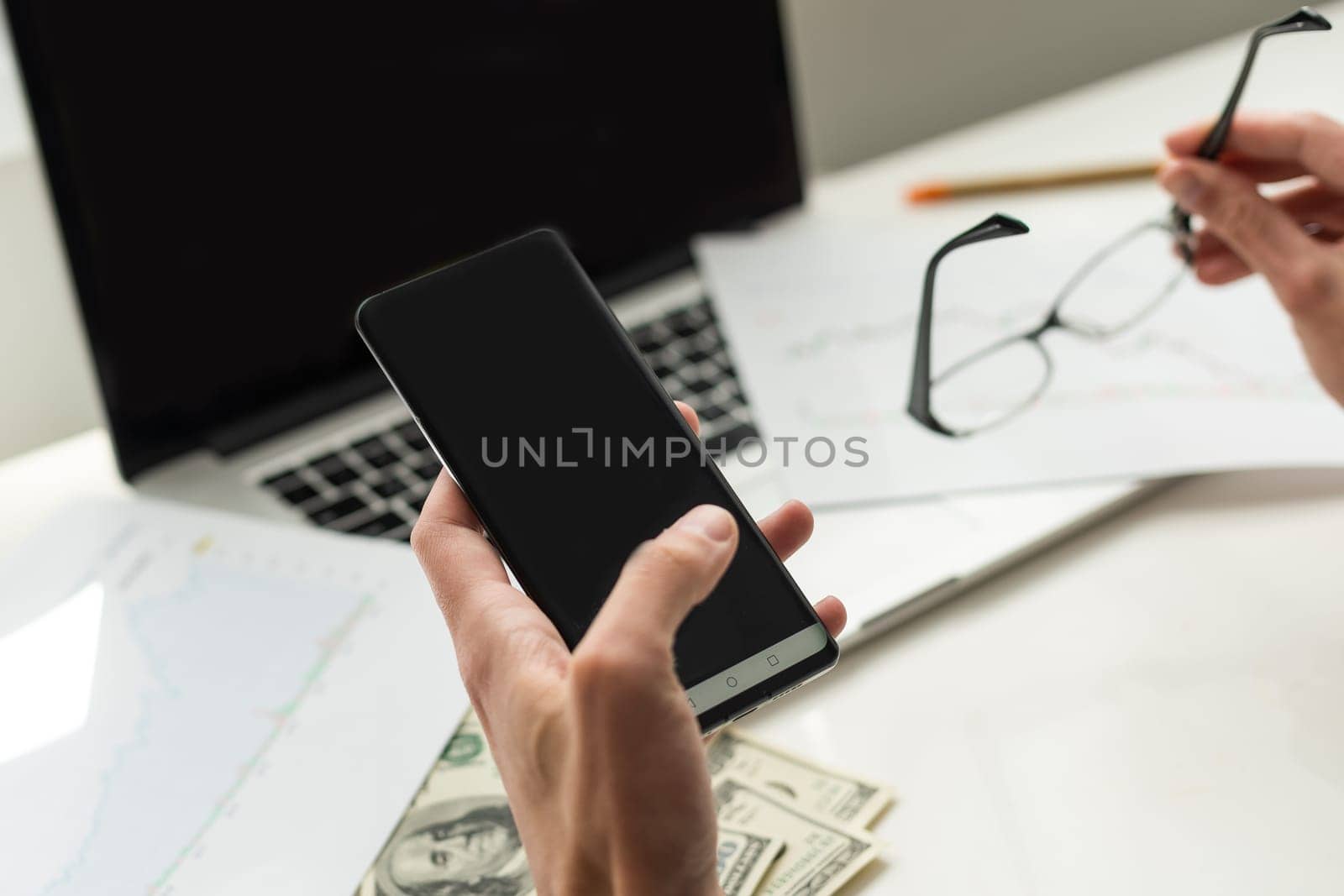 Financial printed paper charts, graphs and diagrams. High quality photo