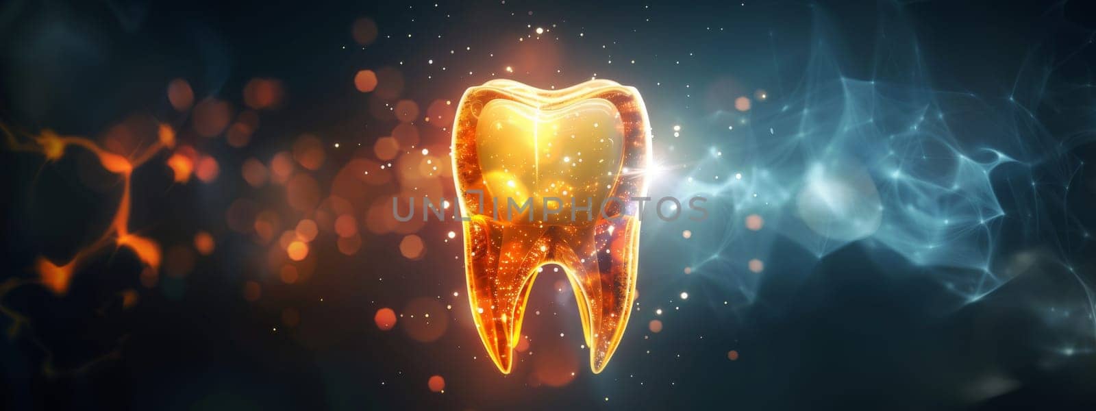Tooth enamel of dental tooth with cold and hot effects glowing around, healthy lifestyle concept by Kadula