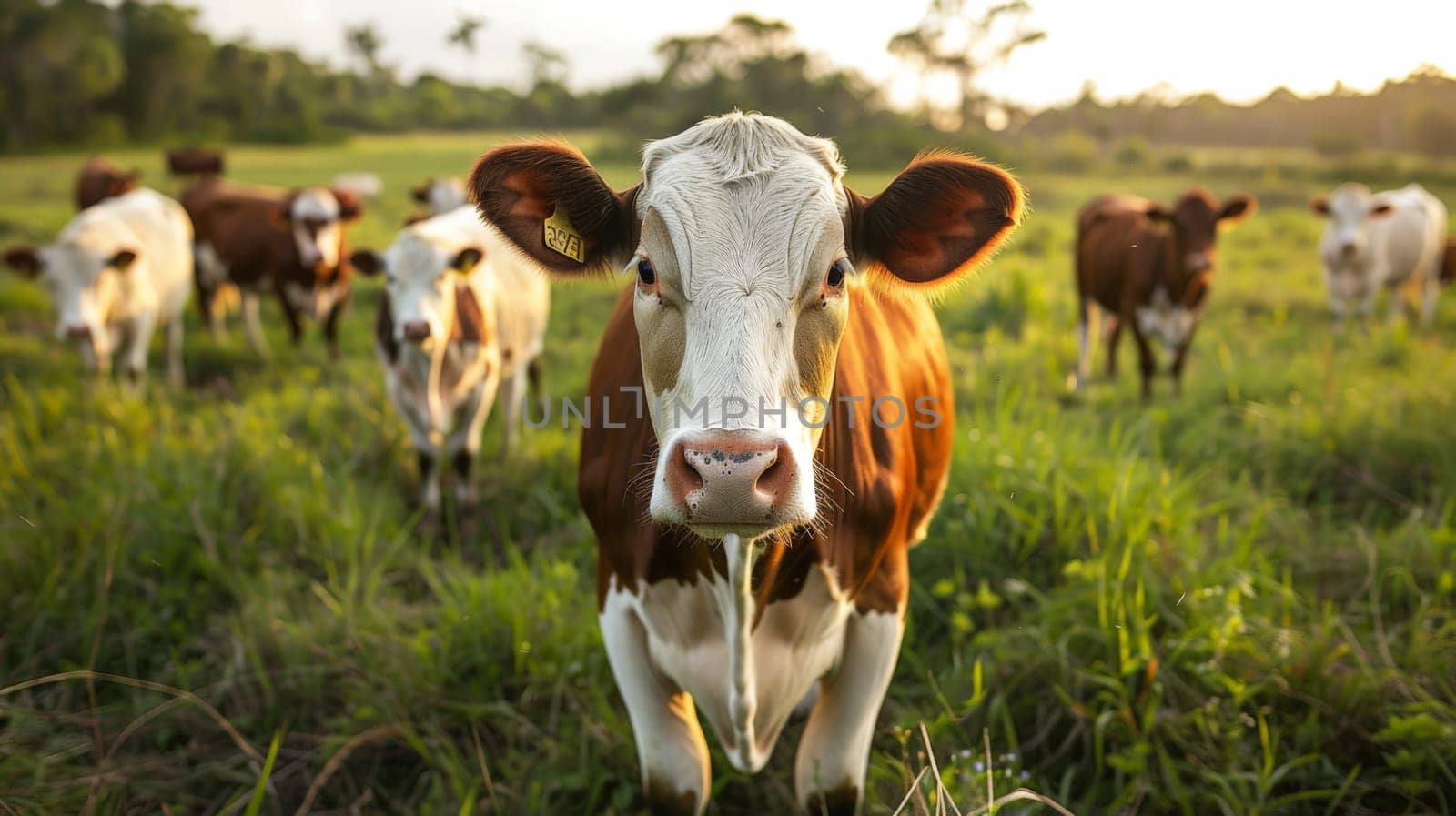 Cow farm, An image of cows in a meadow, Agriculture animal, organic farm by nijieimu