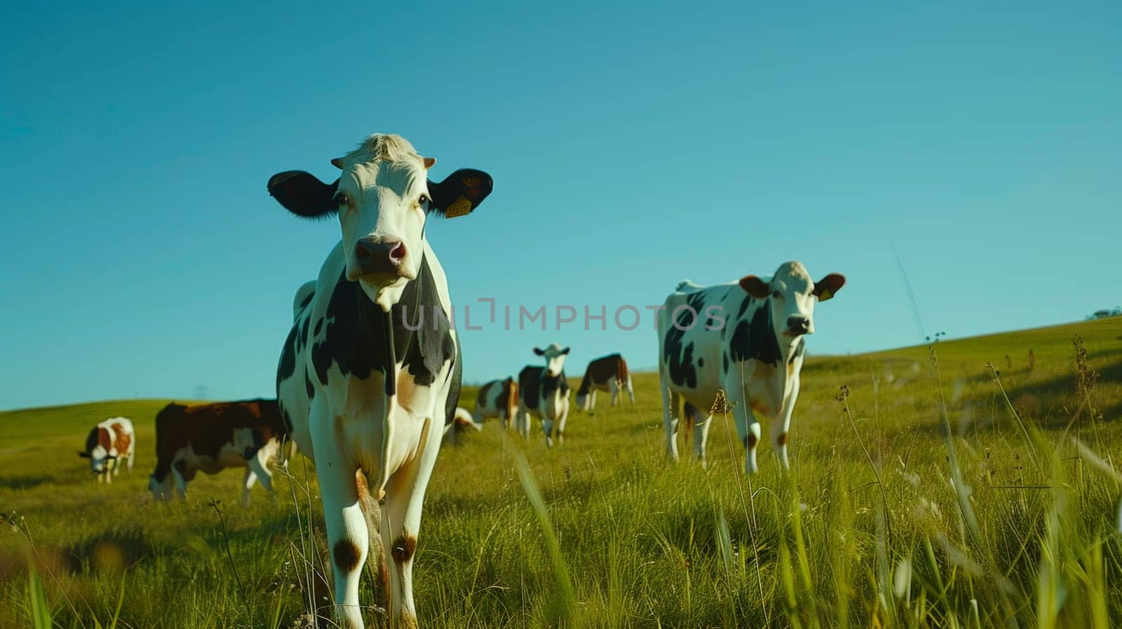 Cow farm, An image of cows in a meadow, Agriculture animal, organic farm by nijieimu