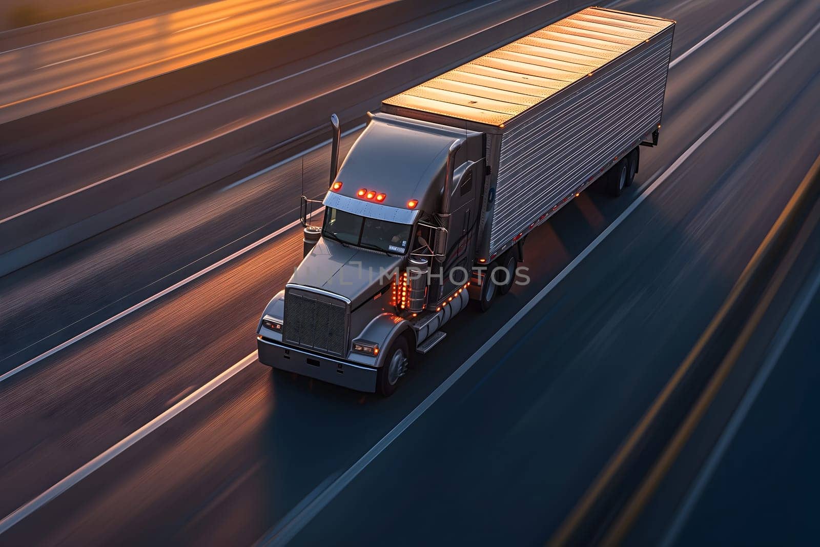 American long-nose semitruck on a highway by z1b