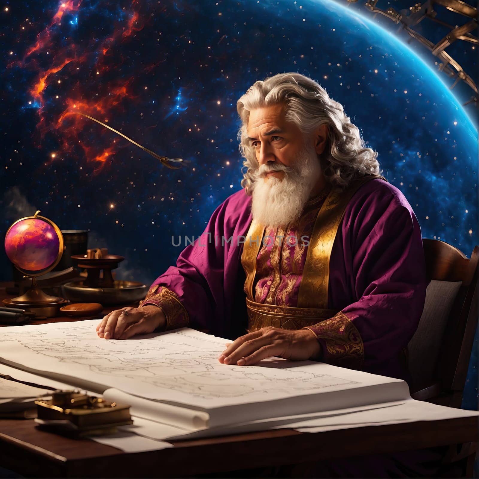 God plans the universe by applesstock