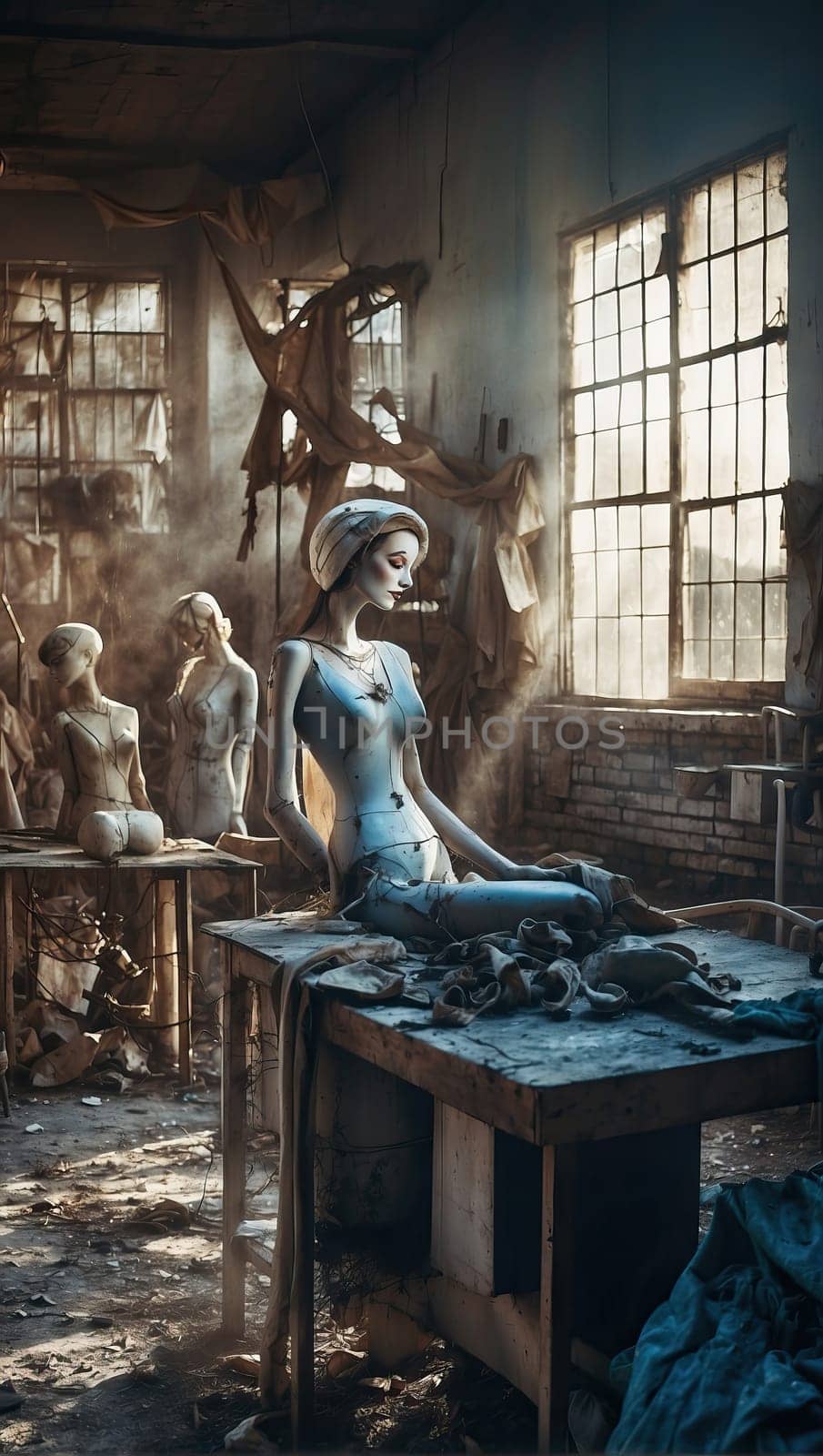 Factory of broken female mannequins by applesstock