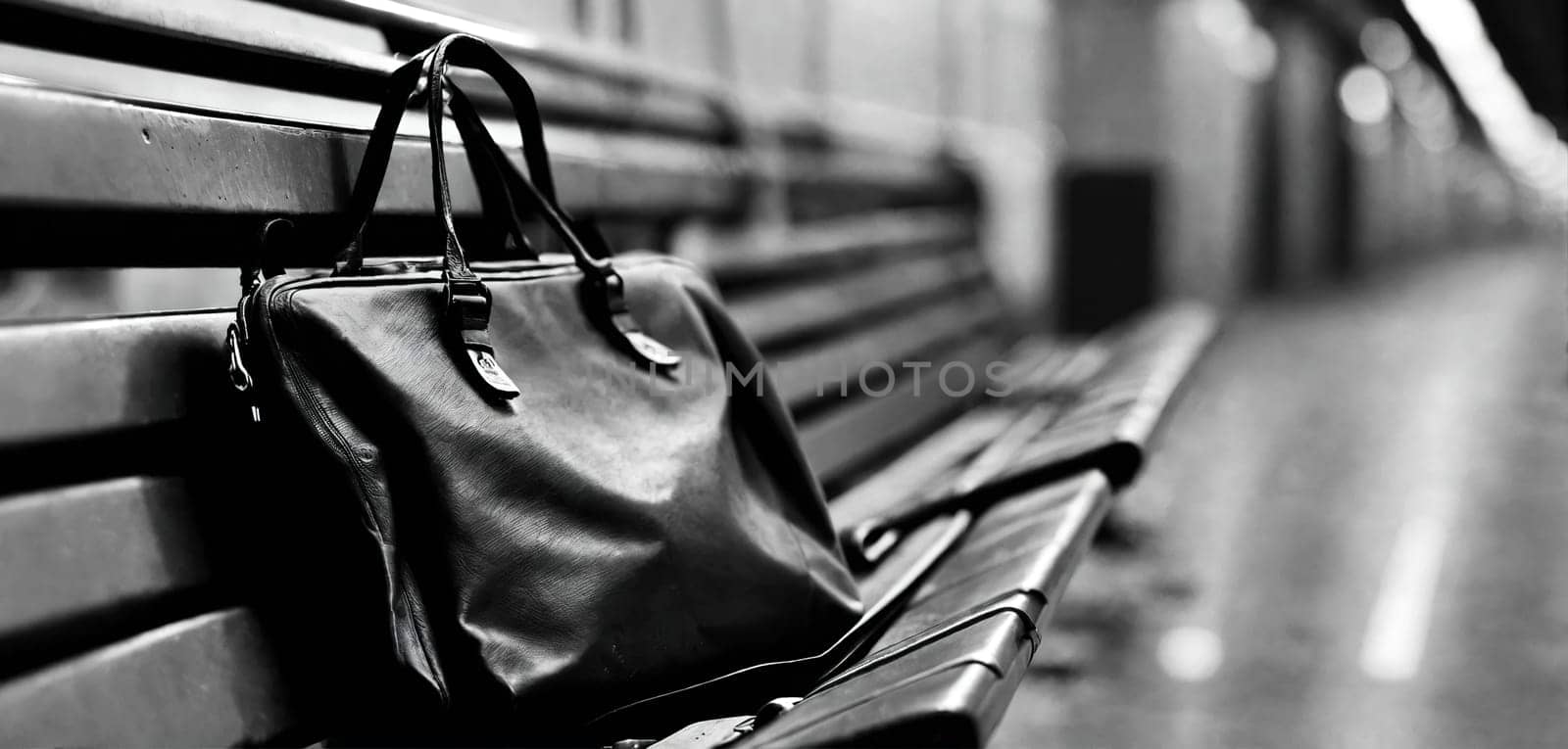 A bag forgotten on the subway. Generative AI. High quality photo