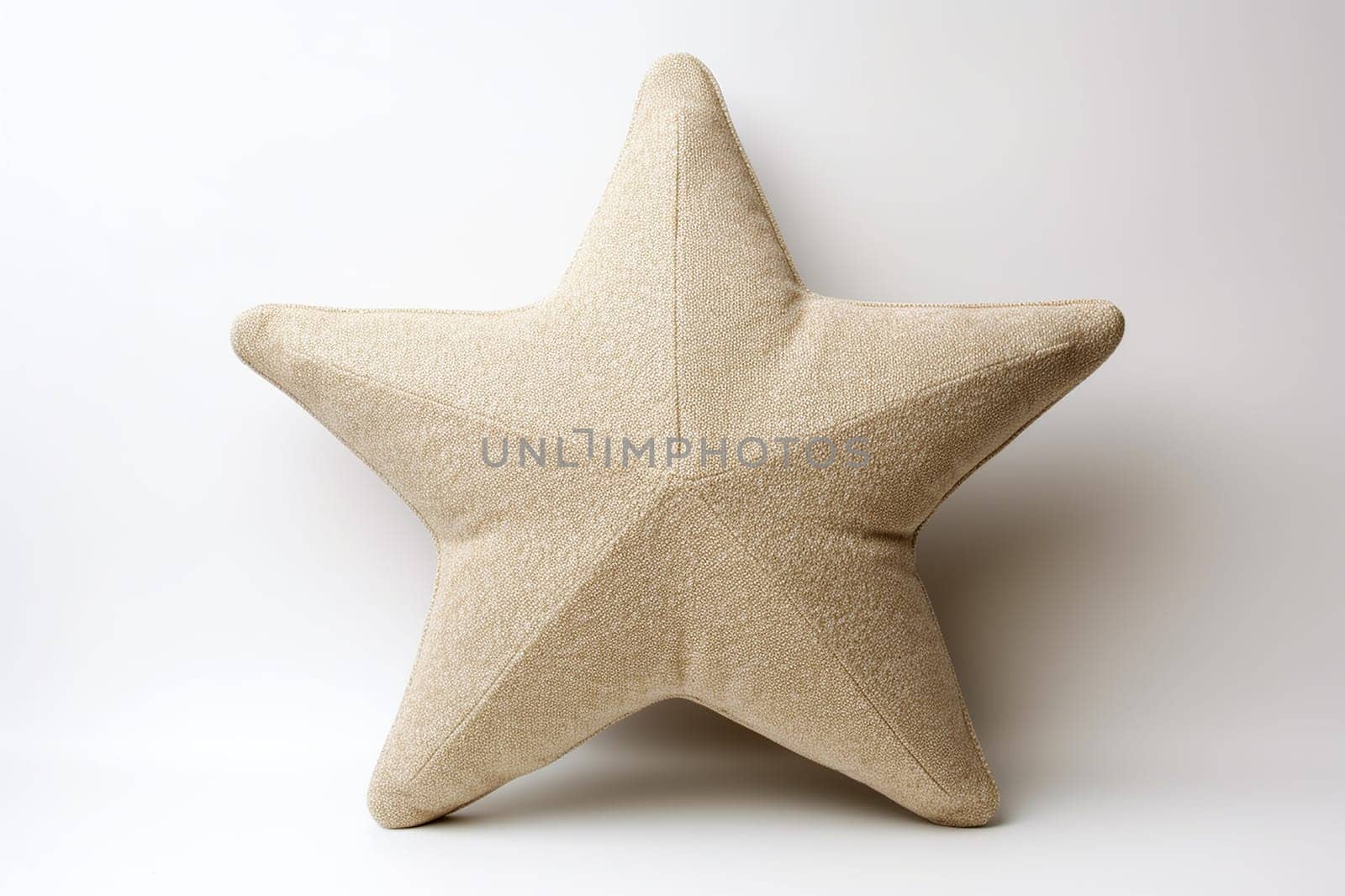 Beige star-shaped cushion against a white backdrop by Hype2art