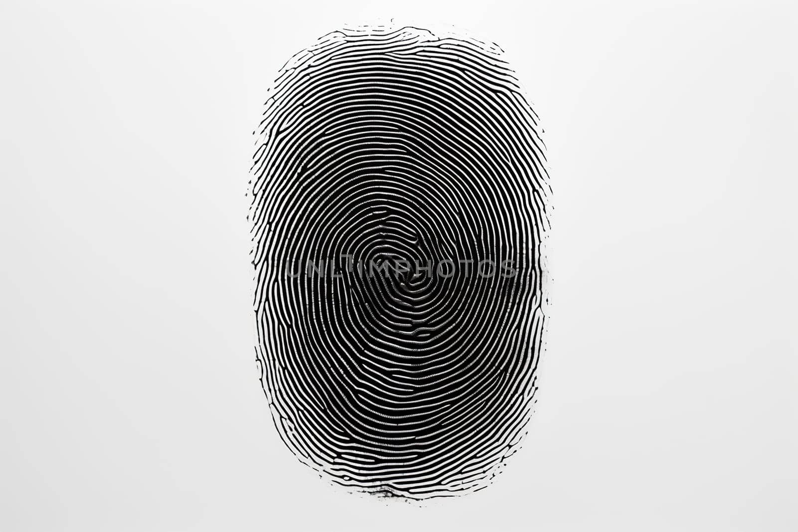 Fingerprint made with black ink isolated on a white background.