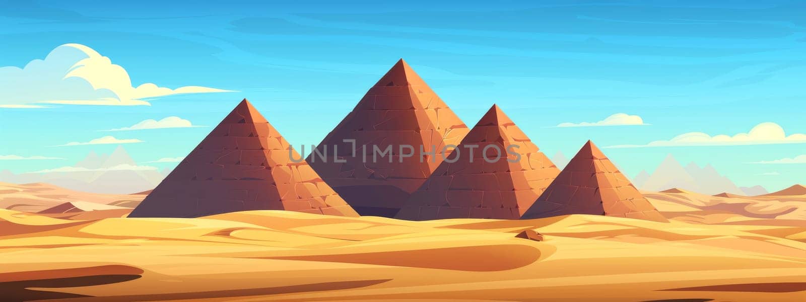 A four pyramids with sand desert