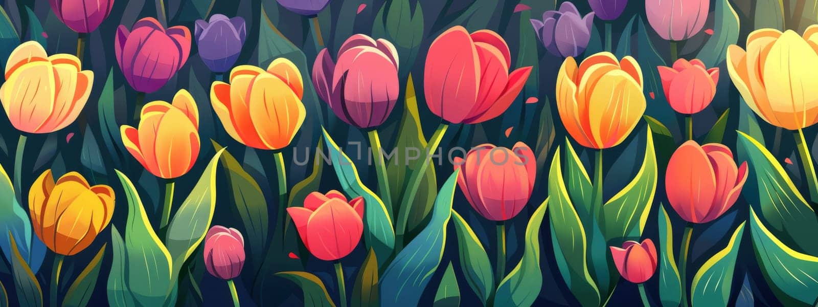 Colorful blooming tulips during spring time season by Kadula