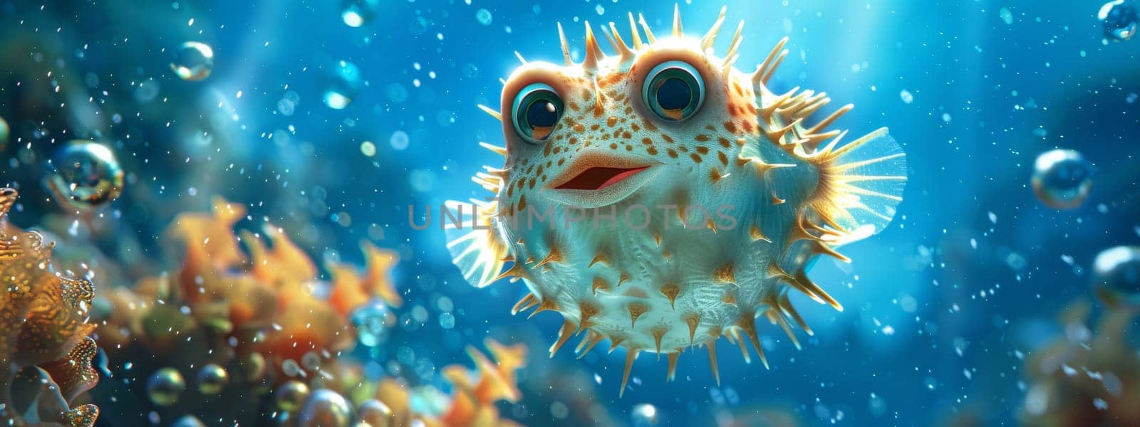 Pufferfish in an ocean underwater, nature wildlife concept