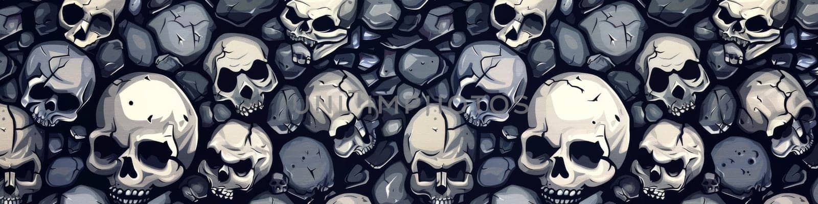 A lot of skulls with dark mood as background or texture, banner