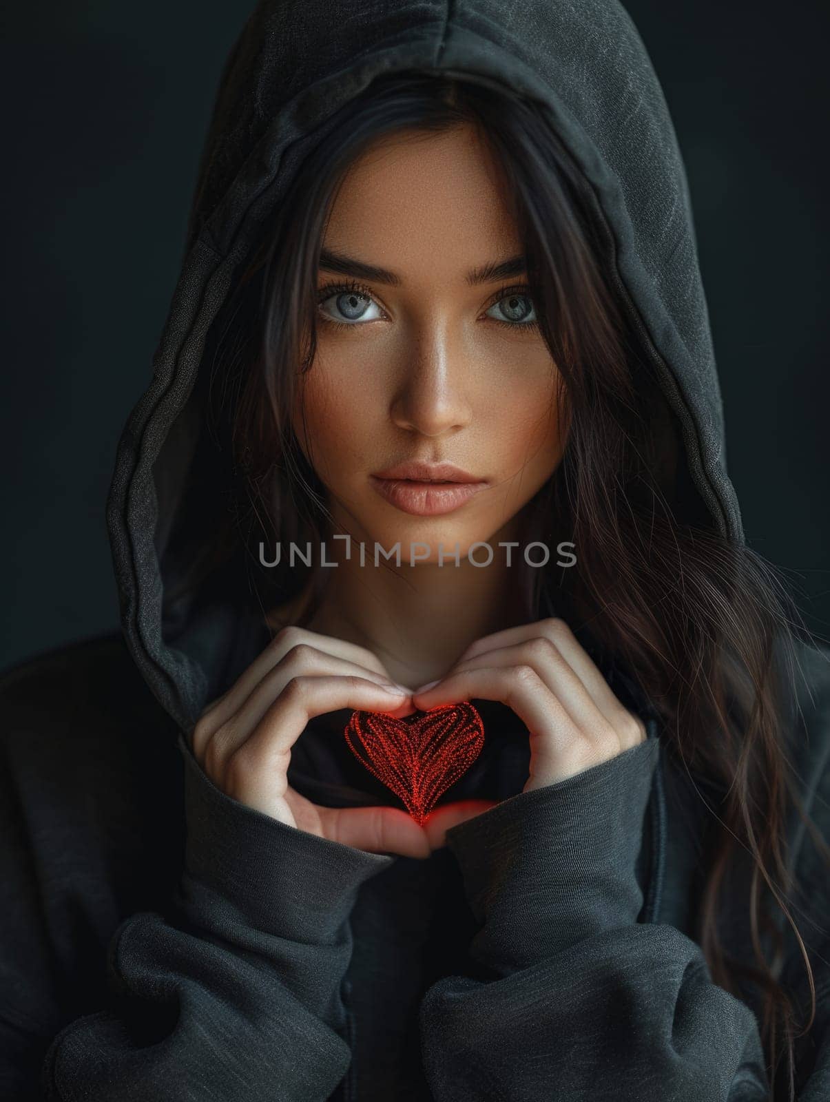 Woman Holding Heart in Hands. Generative AI. by but_photo