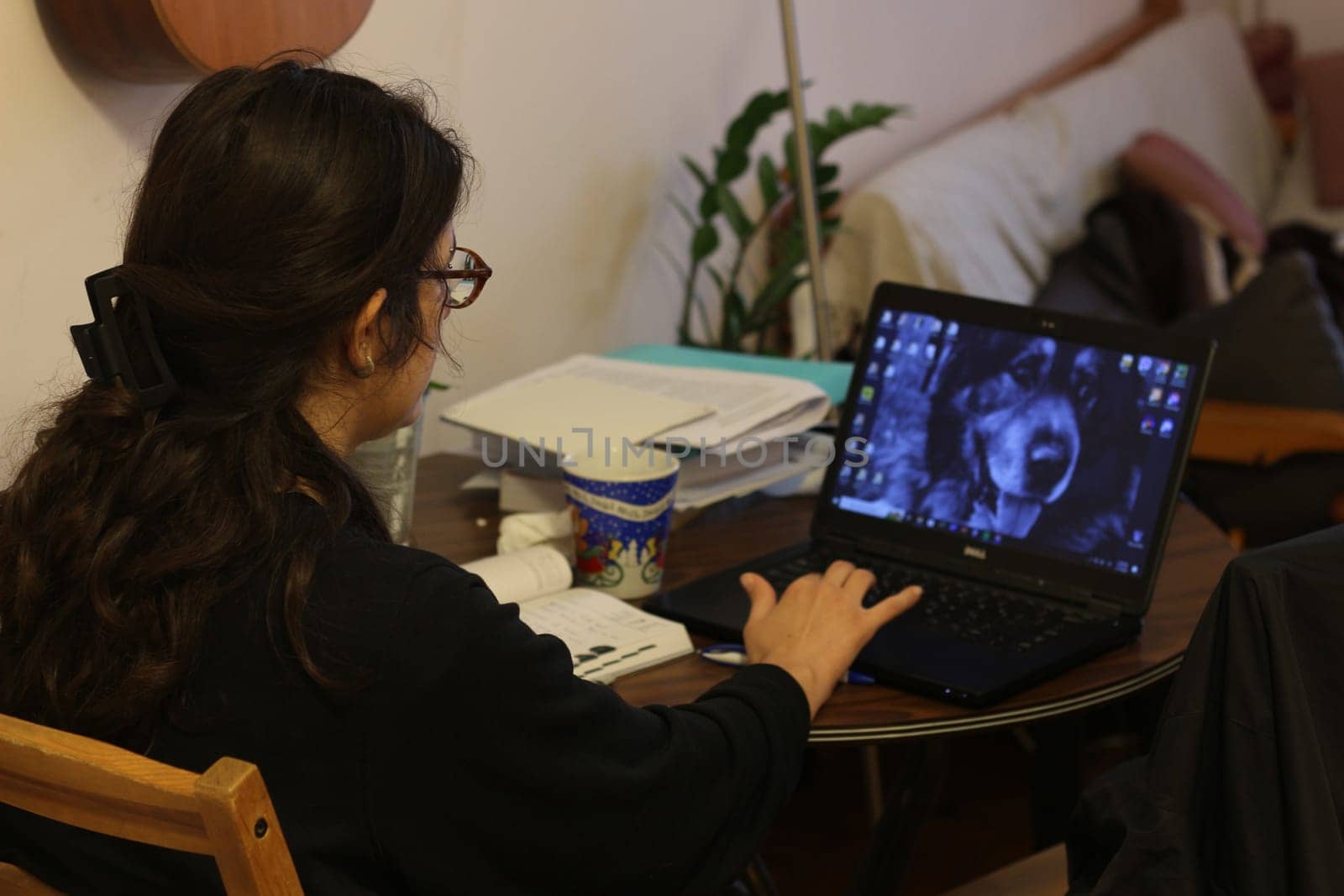 Empowered Productivity: Young Woman Engrossed in Laptop Work by DakotaBOldeman