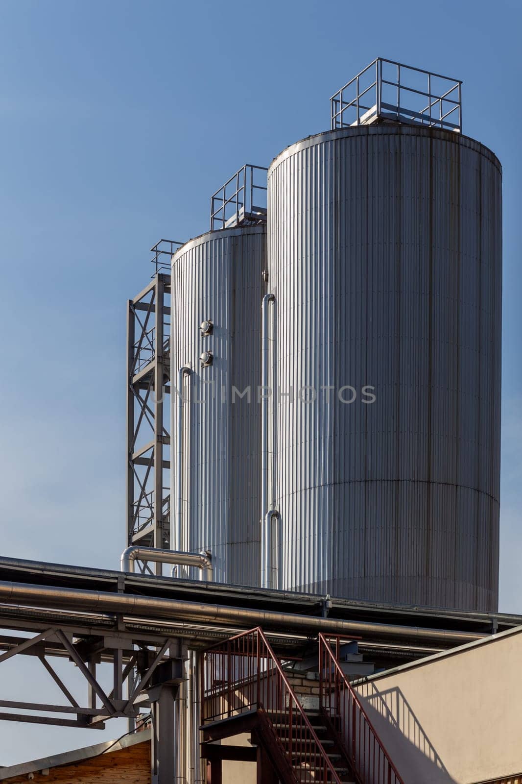 Brewery silos or tanks typically use for storing barley or fermented beer. by BY-_-BY