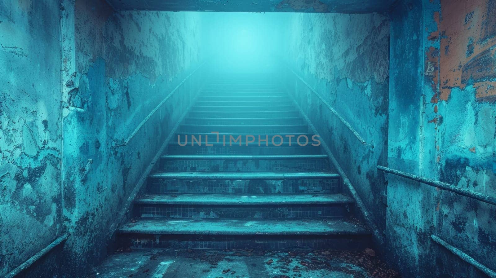 A stairway leading down into a dark and dingy room