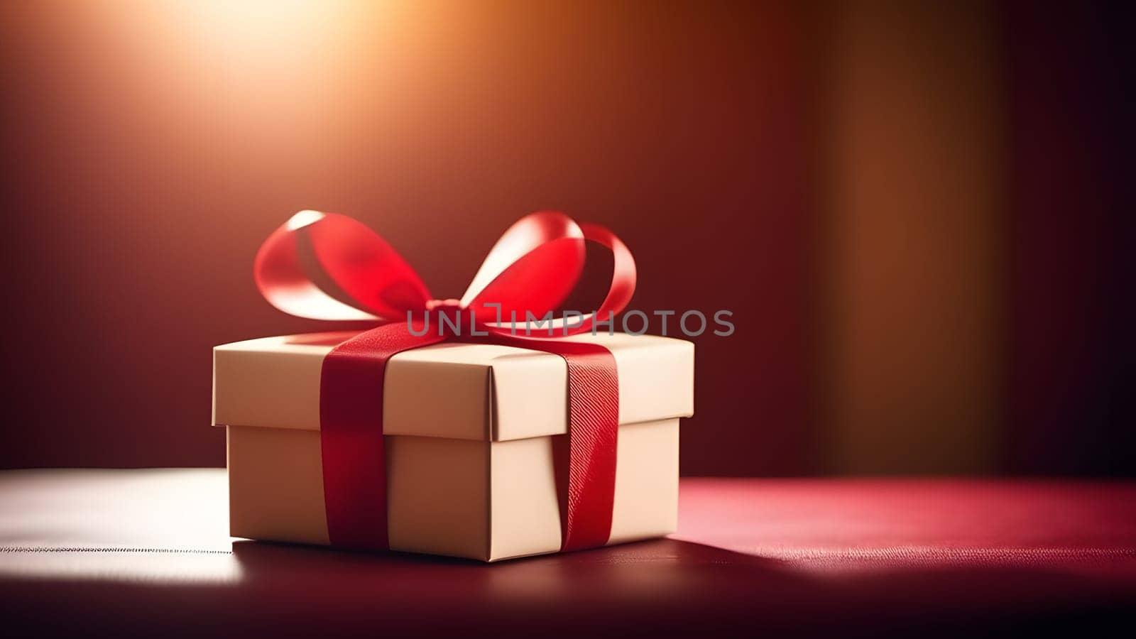 gift box wrapped with red ribbon, generative ai. High quality photo