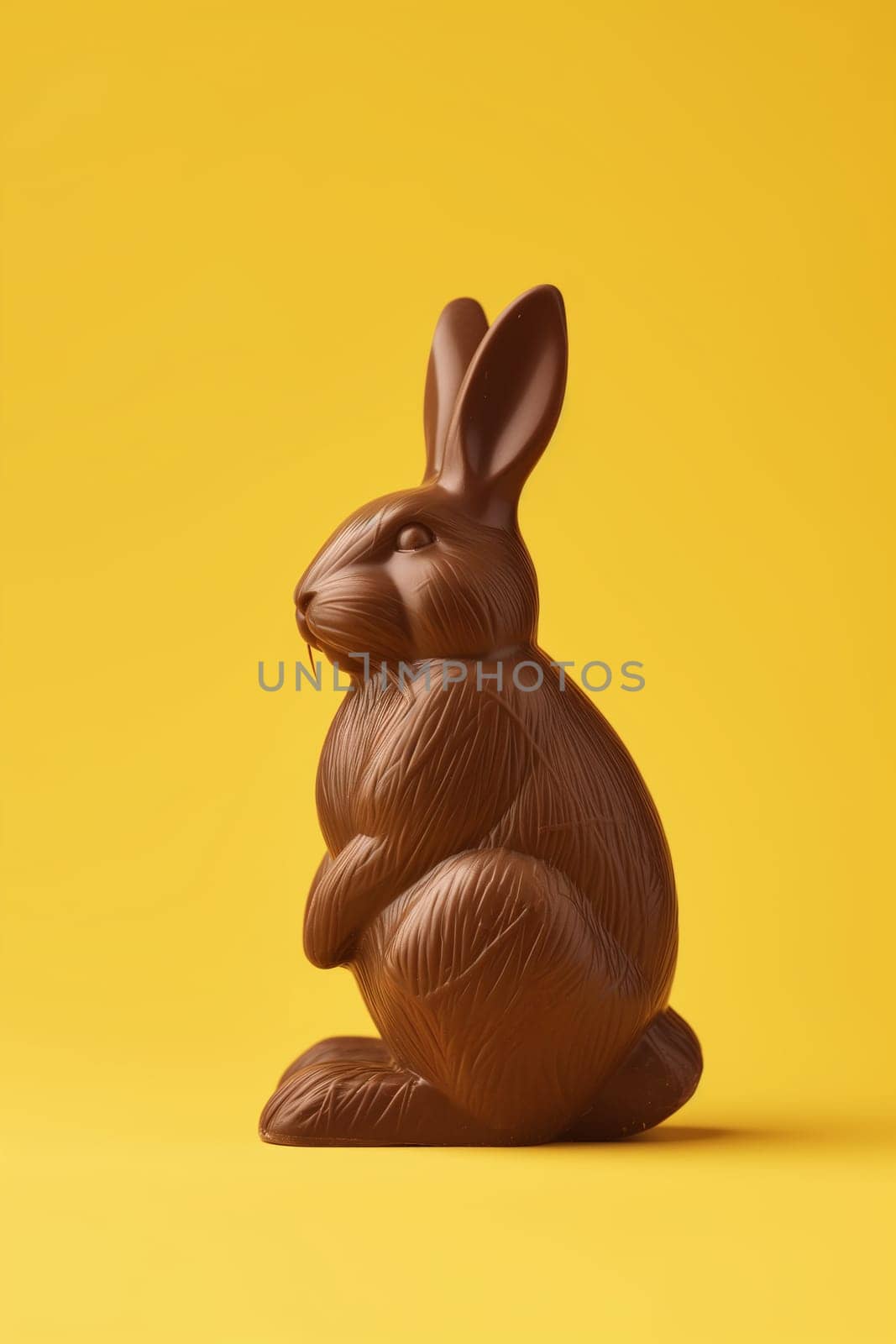 Chocolate Rabbit on Yellow Background Signaling Easter Celebration by chrisroll