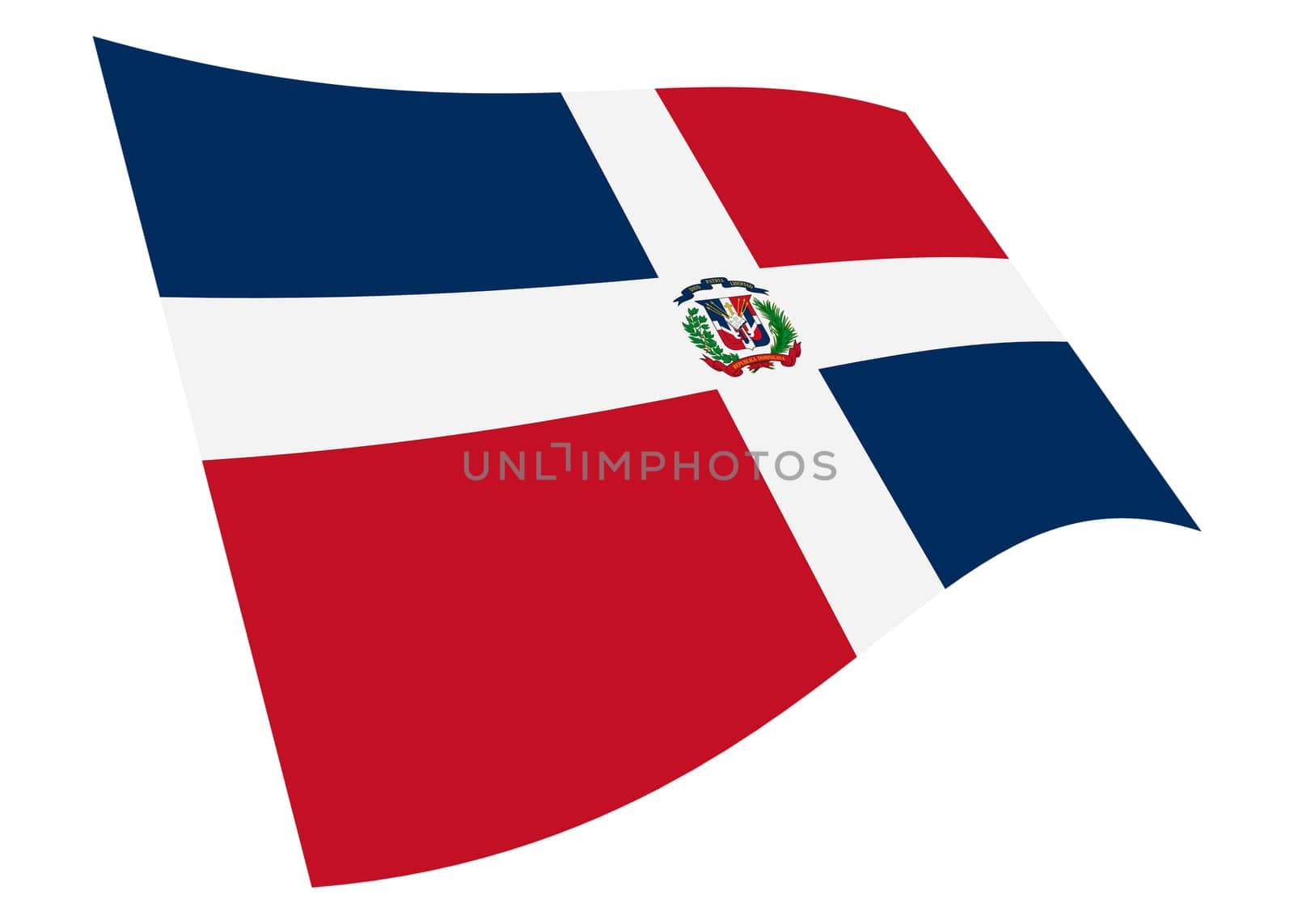 A Dominican Republic waving flag 3d illustration isolated on white with clipping path