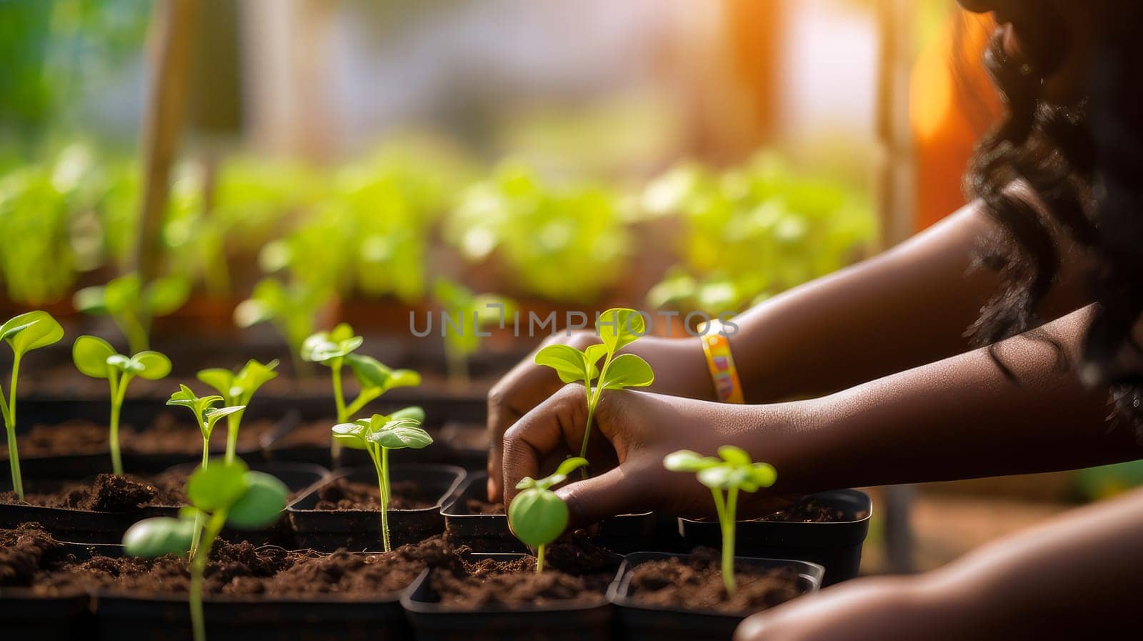 Hands close-up planting sprouts of seedlings in spring by Alla_Yurtayeva