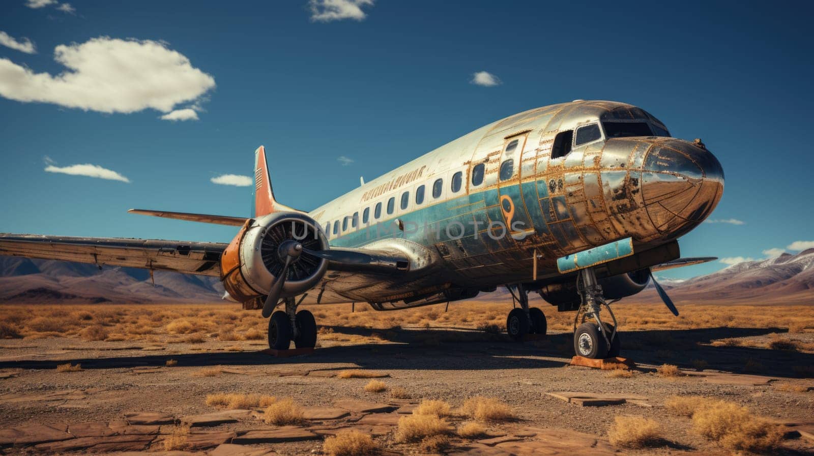 A large passenger airplane on an airport runway by Lobachad