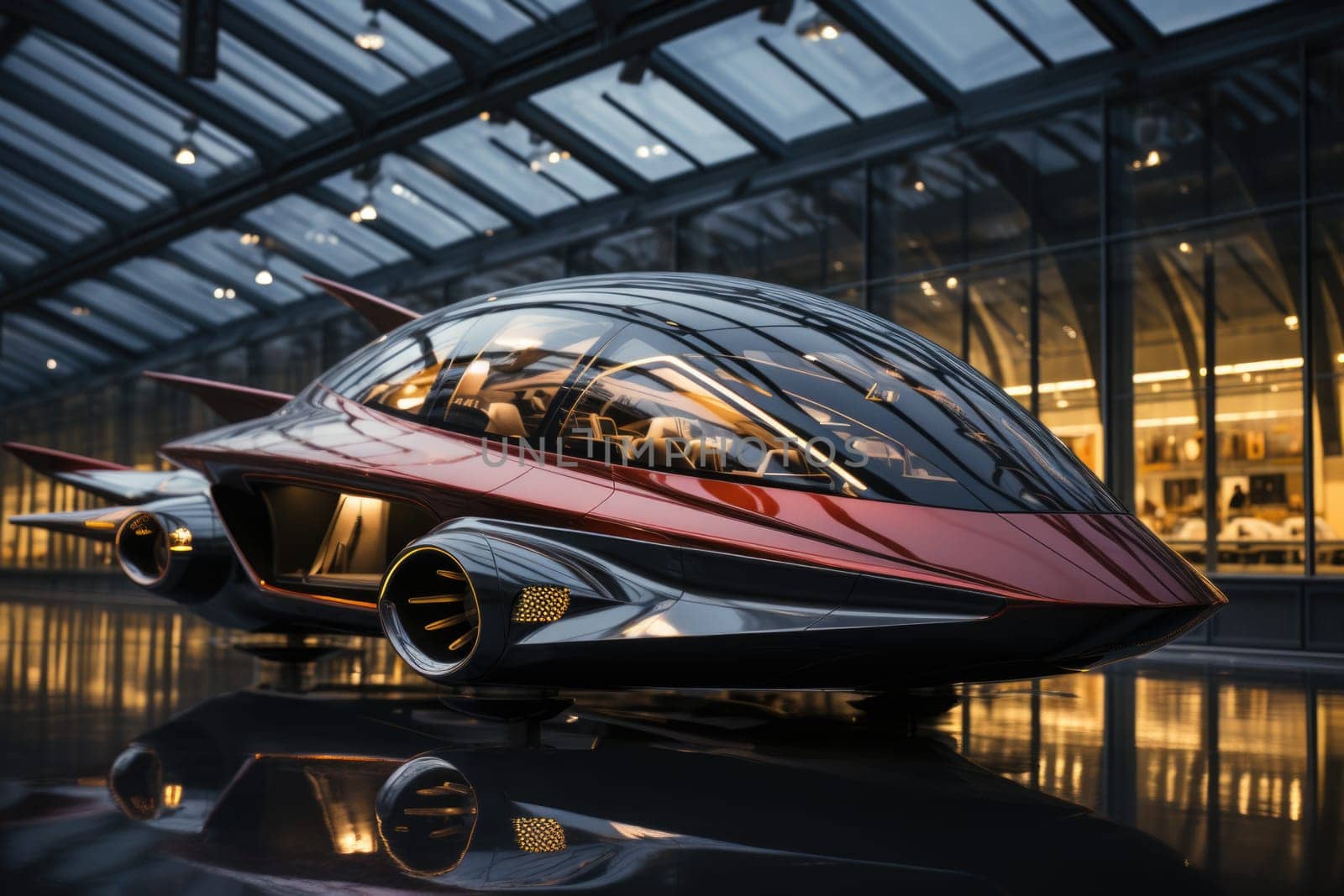 An autonomous, driverless aircraft stands on the pad. The future.