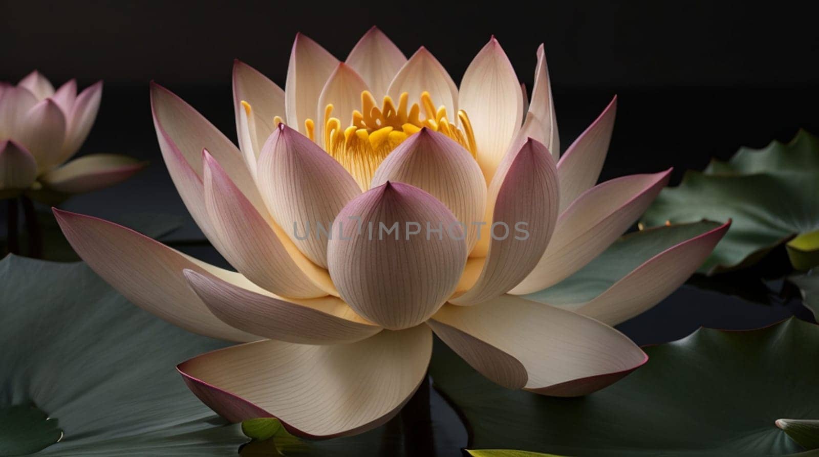 Beautiful pink waterlily or lotus flower in pond for your content creation