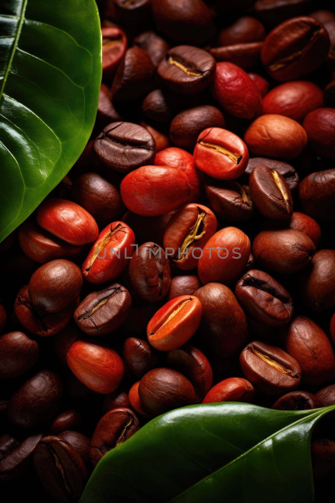 Close-up Roasted coffee beans. Colombian coffee by Lobachad