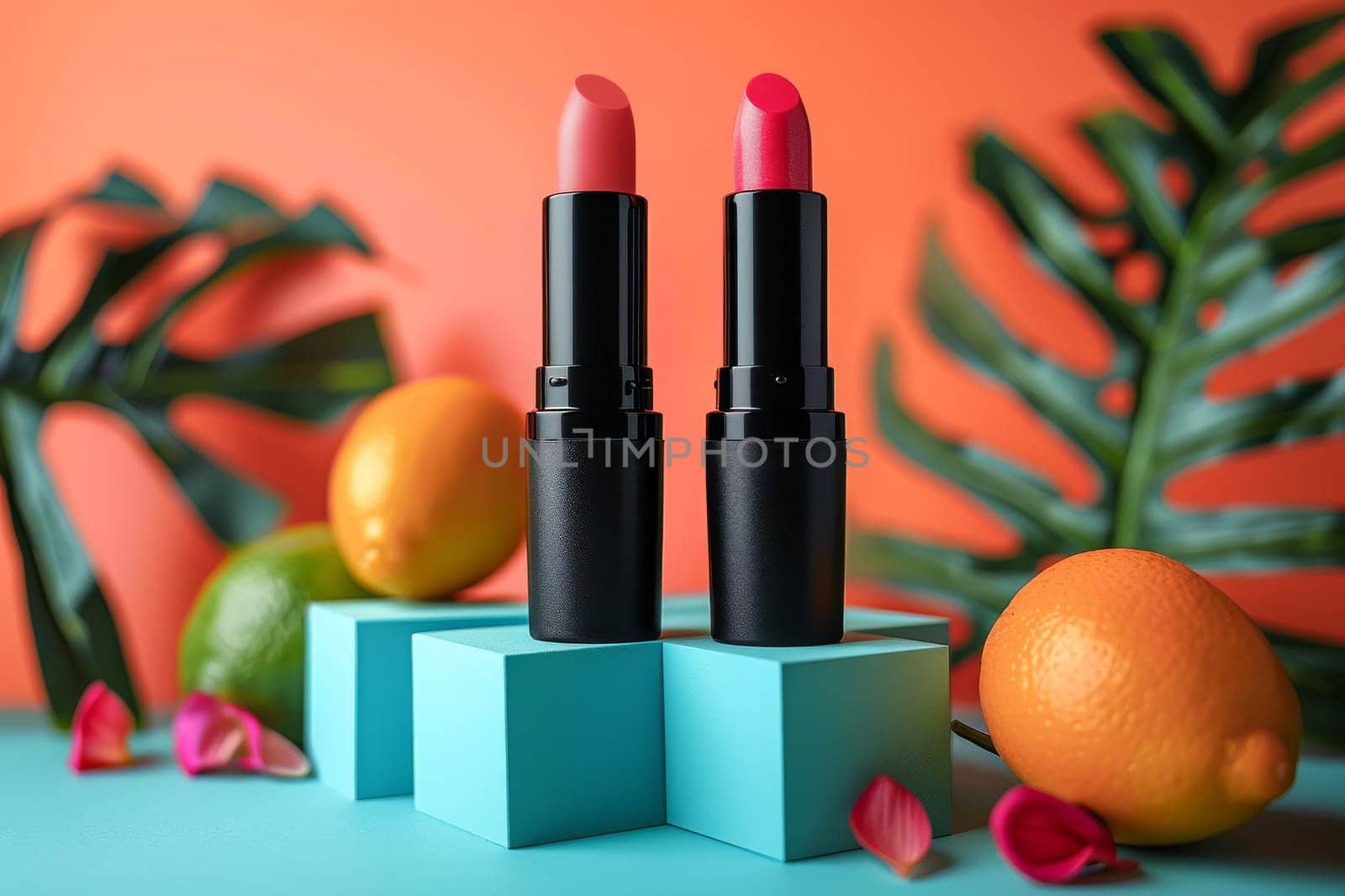 Mockup Lipstick cosmetic product. Generative AI by itchaznong