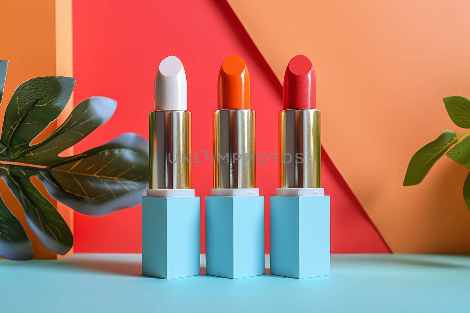 Mockup Lipstick cosmetic product. Generative AI by itchaznong